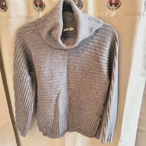 Anthropologie Moth Sweater XS Gray Ribbed Turtleneck Chunky Boxy Boho 16001x